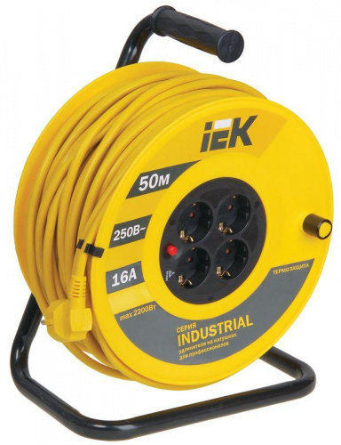 Удлинитель на катушке 4х50м с заземл. 16А IP20 Industrial УК50 3х1.5 термозащита IEK WKP15-16-04-50 Удлинитель на катушке 4х50м с заземл. 16А IP20 Industrial УК50 3х1.5 термозащита IEK WKP15-16-04-50