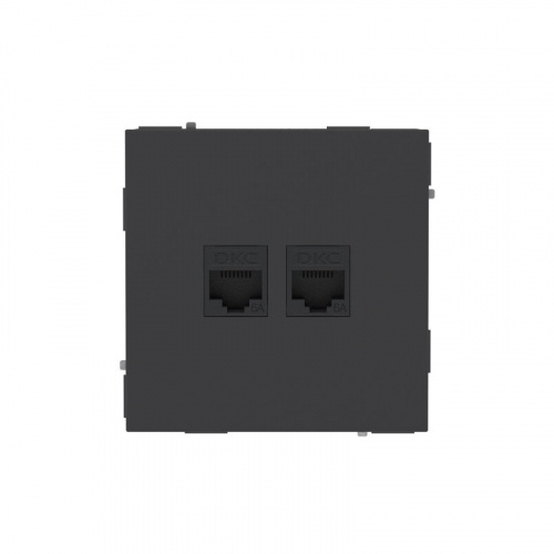 Розетка компьютерная 2-м KANT RJ45 кат.6A без шторки черн. уголь DKC 7012674