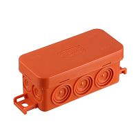 JBL090 Коробка огн. E110, о/п 90х42х40мм, без галогена, 10 вых., IP55, 4P, (0,15-2,5 мм²), цвет оранж. Экопласт