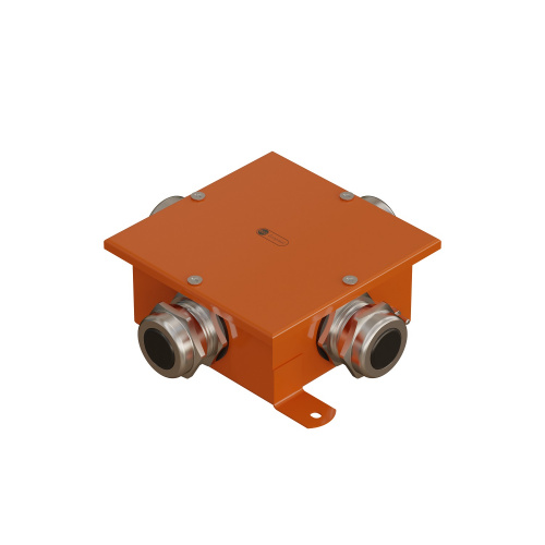 SMB120 Коробка металлическая, огн. E-110,о/п 120х120х60, 4 метал. гермоввода, IP66, 5P, (1,5-10 мм²), цвет оранж. Экопласт