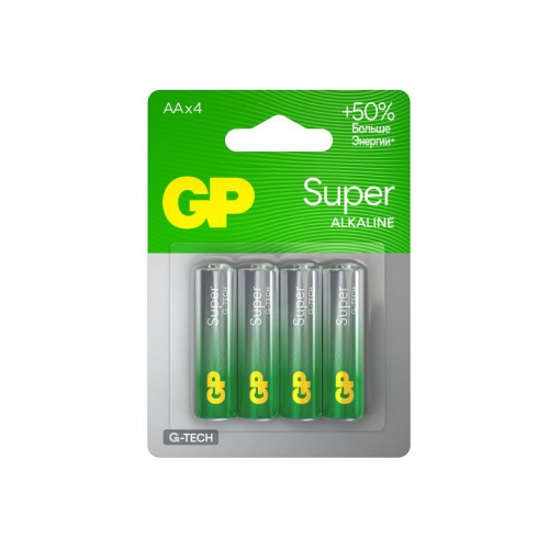 Элемент питания алкалиновый AA/LR6 1.5В Super Alkaline G-Tech 15AA21-2CRSBC4 40/320 (блист.4шт) GP 1222