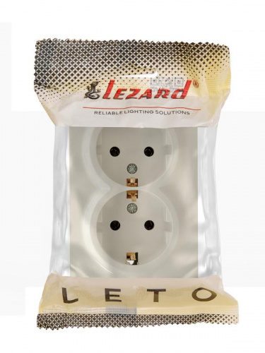Розетка 2-м ОП LETO с заземл. закрытый корпус ПБТ крем LEZARD 752-0300-127B