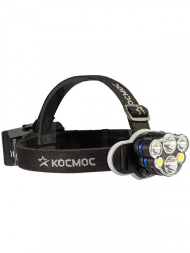 Фонарь налобный 2х4Вт T6 2х2Вт XPE 2x2Вт COB /Li-ion 2х1200мА.ч ABS пластик КОСМОС KOC852Lit