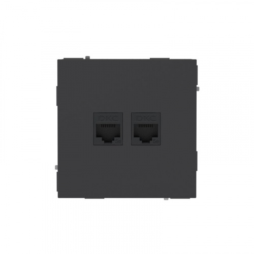 Розетка компьютерная 2-м KANT RJ45 кат.5E без шторки черн. уголь DKC 7012664
