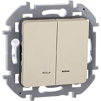 Выключатель 2-кл. Inspiria 10А IP20 250В 10AX с подсветкой/индикацией механизм сл. кость IEK 673631