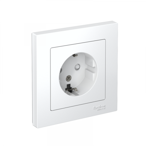 Розетка 1-м СП AtlasDesign 16А IP20 с заземл. защ. шторки в сборе бел. SE ATN000144