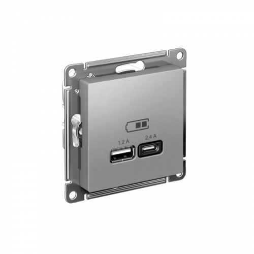 Розетка USB AtlasDesign тип A+C 5В/2.4А 2х5В/1.2А механизм алюм. SE ATN000339 Розетка USB AtlasDesign тип A+C 5В/2.4А 2х5В/1.2А механизм алюм. SE ATN000339
