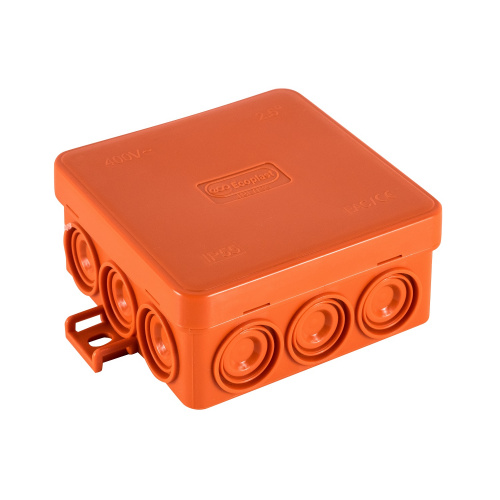 JBL085 Коробка огн. E110, о/п 85х85х38мм, без галогена, 12 вых., IP55, 2P, (0,15-6,0 мм²), цвет оранж. Экопласт
