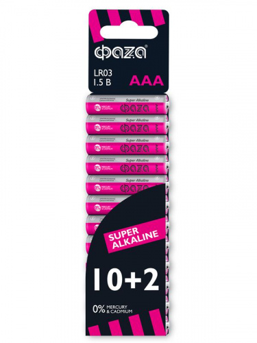 Элемент питания алкалиновый AAA/LR03 1.5В Super Alkaline SBL-10+2 (уп.12шт) ФАZА 2854612 Элемент питания алкалиновый AAA/LR03 1.5В Super Alkaline SBL-10+2 (уп.12шт) ФАZА 2854612