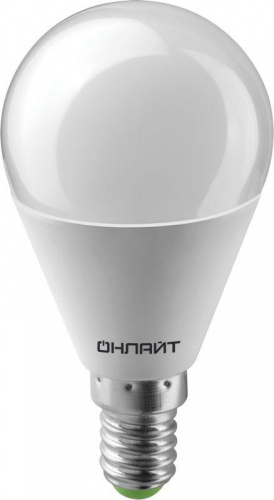 Лампа светодиодная 61 135 OLL-G45-8-230-6.5K-E14 8Вт шар 6500К холод. бел. E14 800лм 176-264В ОНЛАЙТ 61135