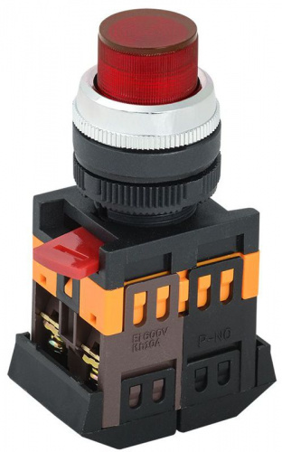 Кнопка ABLFP-22 d22мм 1НО+1НЗ 240В неон красн. GENERICA BBT20-ABLFP-K04