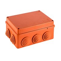 JBS150 Коробка огн. E110, о/п 150х110х70мм, без галогена,10 вых., IP55, 5P, (1,5-4 мм²), цвет оранж. Экопласт