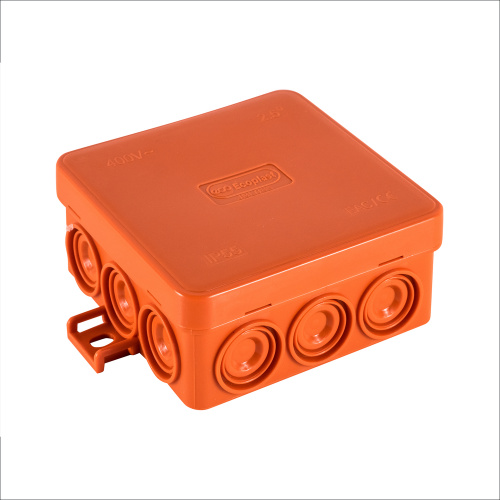 JBL085 Коробка огн. E110, о/п 85х85х38мм, без галогена, 12 вых., IP55, 3P, (0,15-2,5 мм²), цвет оранж. Экопласт