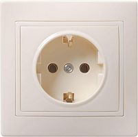 Розетка 1-м СП Кварта РС10-3-ККм 16А IP20 с заземл. без защ. шторок крем. GENERICA ERK14-K33-16-DM