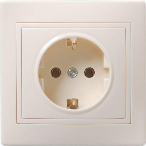 Розетка 1-м СП Кварта РС10-3-ККм 16А IP20 с заземл. без защ. шторок крем. GENERICA ERK14-K33-16-DM