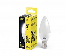 Лампа светодиодная 5Вт C35 свеча 4000К нейтр. бел. E14 450лм 230-240В IEK LLE-C35-5-230-40-E14