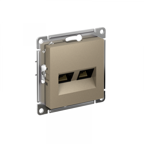 Розетка компьютерная 2-м AtlasDesign RJ45 кат.5E механизм шампань SE ATN000585