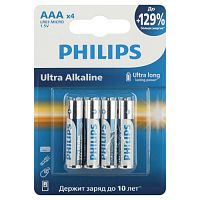 Элемент питания алкалиновый AAA/LR03 1.5В Ultra (уп.4шт) LR03E4B/51 Philips Б0062734
