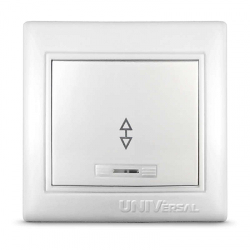 Переключатель проходной 1-кл. СП Севиль 10А IP20 с подсветкой бел. UNIVersal С0125 Переключатель проходной 1-кл. СП Севиль 10А IP20 с подсветкой бел. UNIVersal С0125