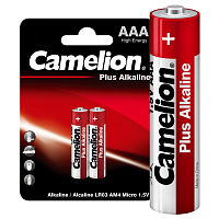 Элемент питания алкалиновый AAA/LR03 1.5В Plus Alkaline LR03-BP2 BL-2 (блист.2шт) Camelion 1651