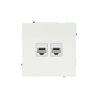 Розетка компьютерная 2-м KANT RJ45 кат.6A без шторки бел. магнолия DKC 7000674