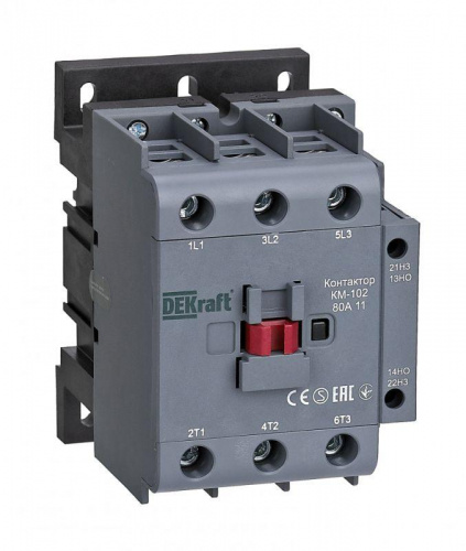 Контактор КМ-102 3п 80А кат. 230В AC 1НО+1НЗ AC-3 AC-4 DEKraft 22009DEK Контактор КМ-102 3п 80А кат. 230В AC 1НО+1НЗ AC-3 AC-4 DEKraft 22009DEK