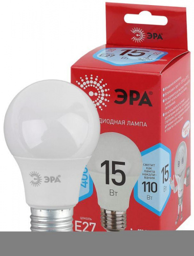 Лампа светодиодная RED LINE LED A60-15W-840-E27 R 15Вт A60 груша 4000К нейтр. бел. E27 Эра Б0046356