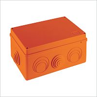 JBS210 Коробка огн. E110, о/п 210х150х100мм, без галогена,8 вых., IP55, 6P, (2,5-25 мм2), цвет оранж. Экопласт