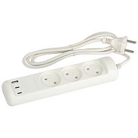 Удлинитель электрический U-3-1.5m-USB-W 3 розетки + 3xUSB A+C 1.5м 10А бел. Эра Б0069075