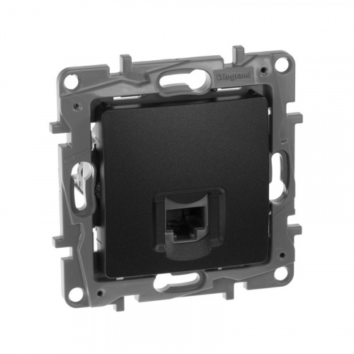 Розетка компьютерная 1-м СП Etika RJ45 кат.5E UTP IP20 механизм антрацит IEK 672641