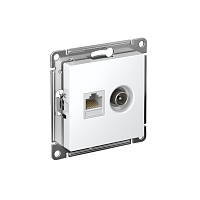 Розетка компьютерная + телевизионная 2-м СП AtlasDesign RJ45 кат.5E + TV механизм бел. SE ATN000189