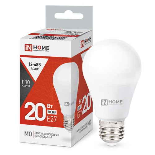 Лампа светодиодная низковольтная LED-MO-PRO 20Вт 12-48В E27 4000К 1650лм IN HOME 4690612056012