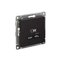 Розетка USB AtlasDesign тип C 65Вт QC PD высокоскор. ЗУ механизм карбон SE ATN001027