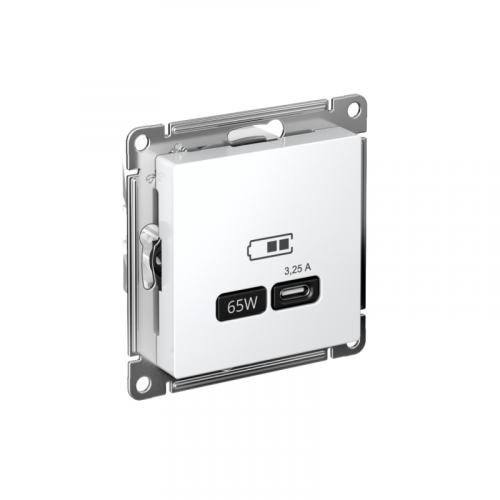 Розетка USB AtlasDesign тип C 65Вт QC PD высокоскор. ЗУ механизм бел. SE ATN000127 Розетка USB AtlasDesign тип C 65Вт QC PD высокоскор. ЗУ механизм бел. SE ATN000127