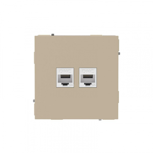 Розетка компьютерная 2-м KANT RJ45 кат.6A без шторки ванильн. марципан DKC 7015674